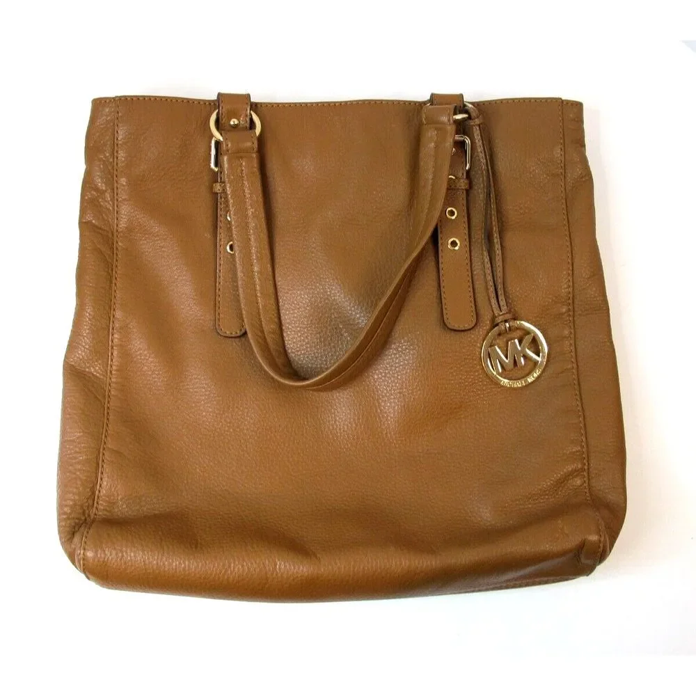 Michael Kors Large Brown Pebbled Leather Satchel Handbag‎ Purse